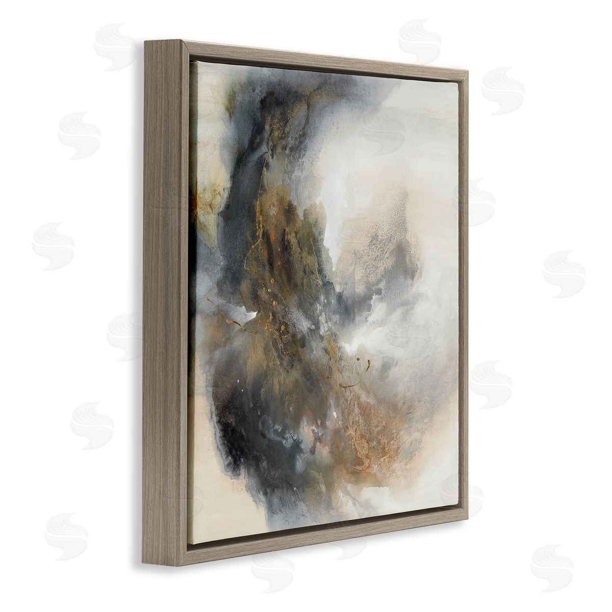 K. Nari Glam Splatter Abstract Form Brown Floating Frame Canvas Wall Art Print