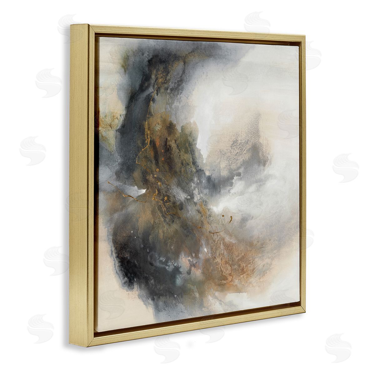 K. Nari Glam Splatter Abstract Form Gold Floating Frame Canvas Wall Art Print