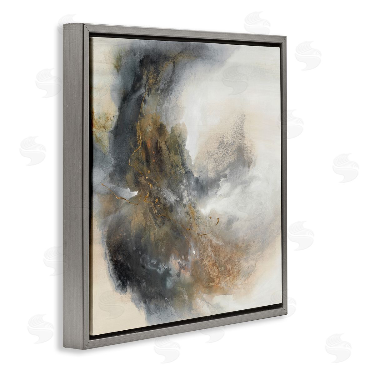 K. Nari Glam Splatter Abstract Form Gray Floating Frame Canvas Wall Art Print