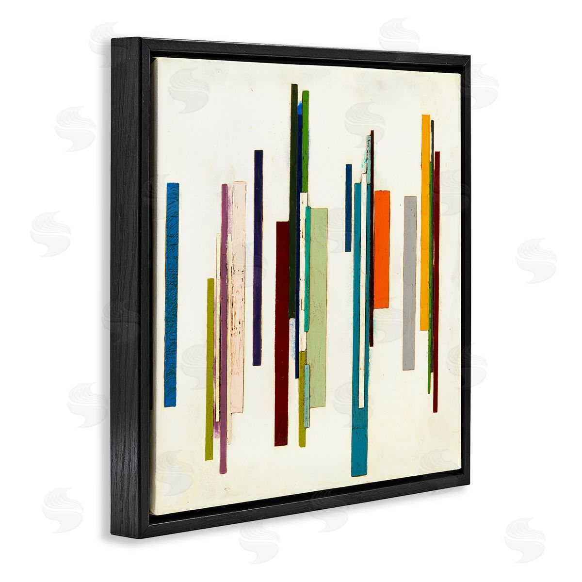 Laura Van Horne Modern Asymmetrical Blocked Shapes Black Floating Frame Canvas Wall Art Print