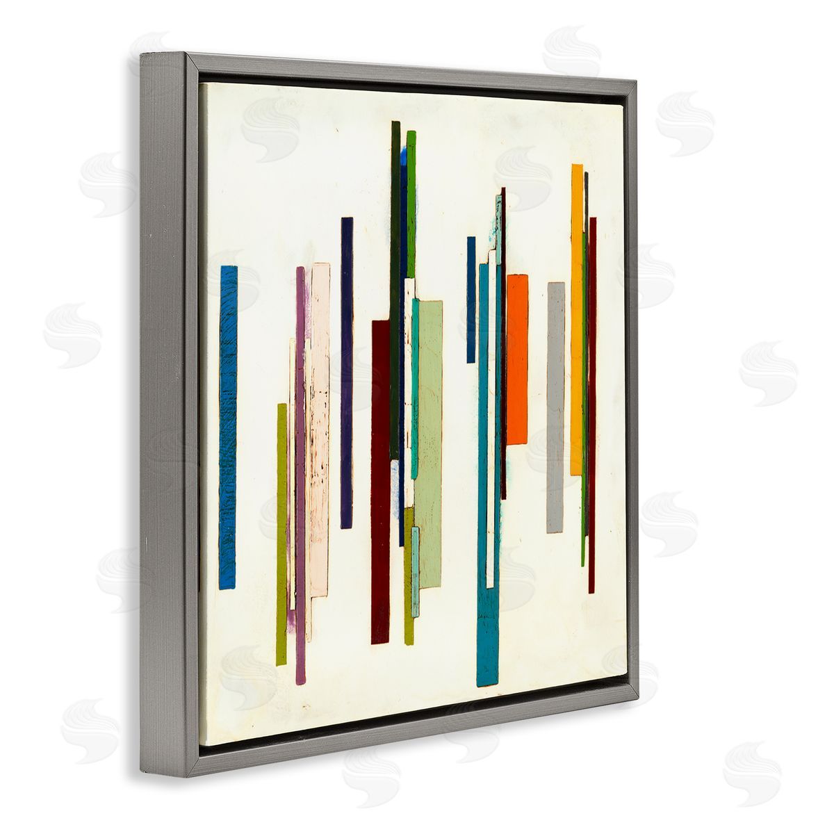 Laura Van Horne Modern Asymmetrical Blocked Shapes Gray Floating Frame Canvas Wall Art Print