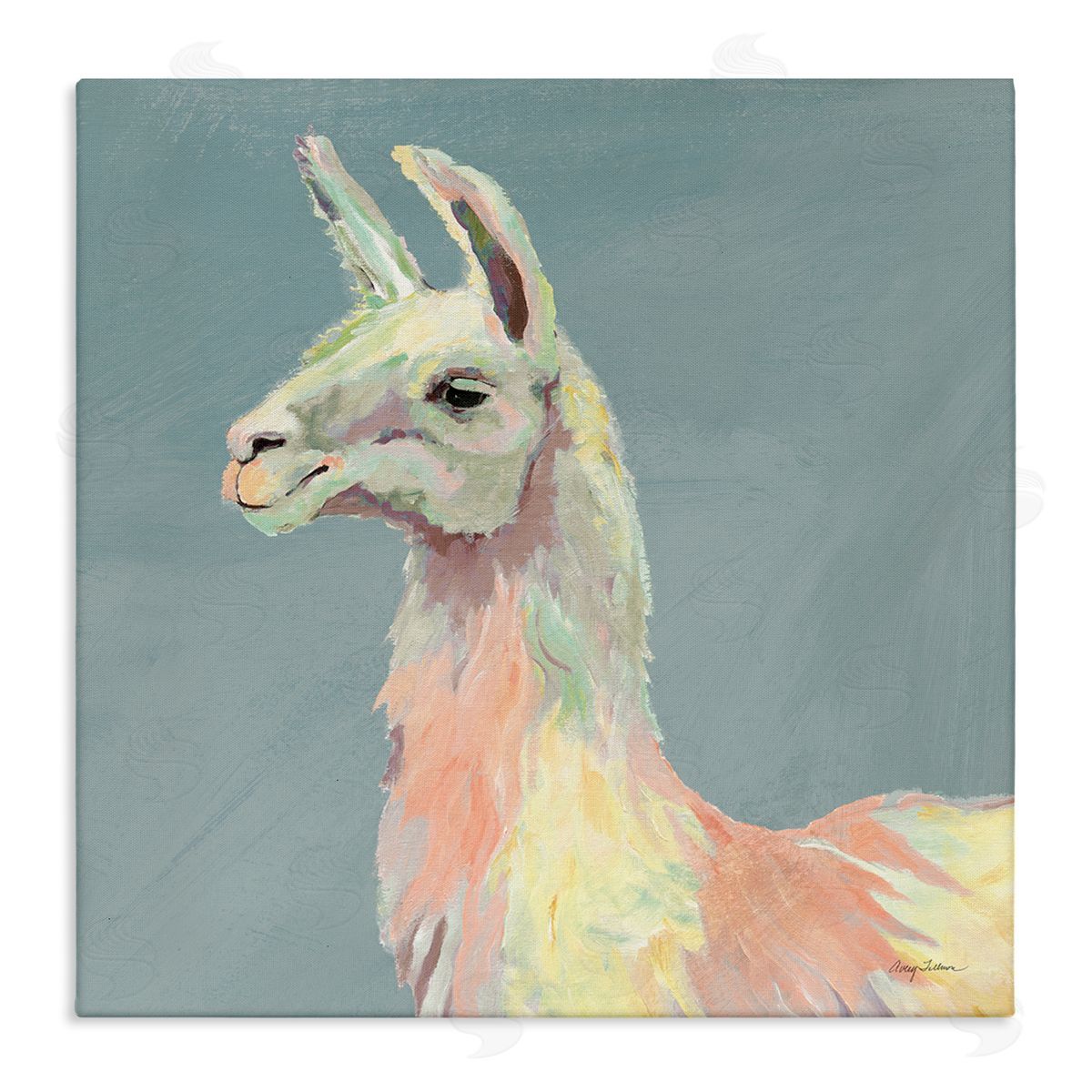 Avery Tillmon Pop Style Llama Portrait Stretched Canvas Wall Art Print