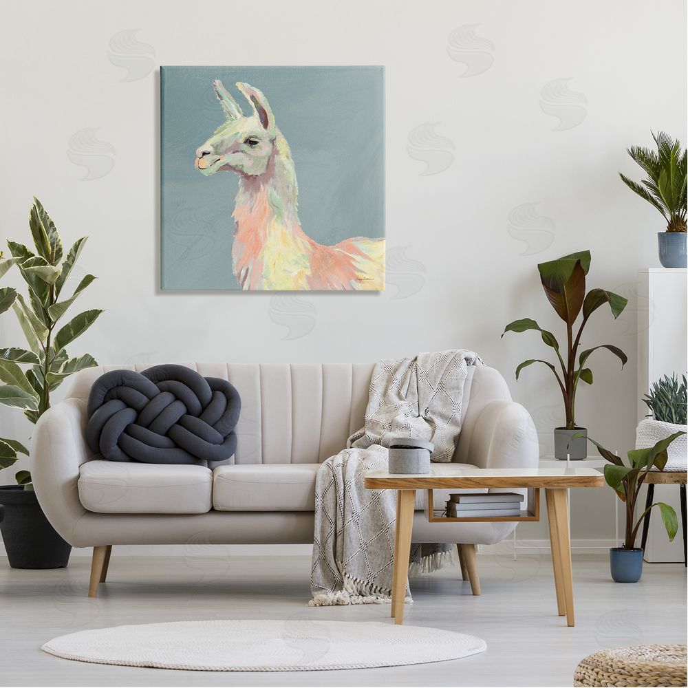 Avery Tillmon Pop Style Llama Portrait Canvas Wall Art in Room