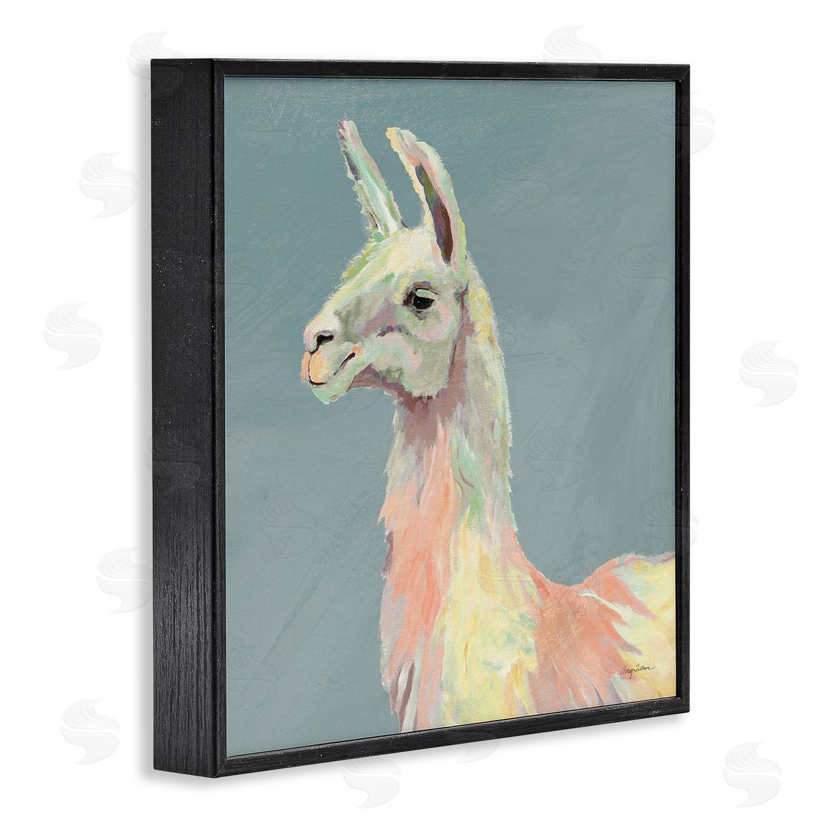 Avery Tillmon Pop Style Llama Portrait Black Framed Glicee Wall Art Print