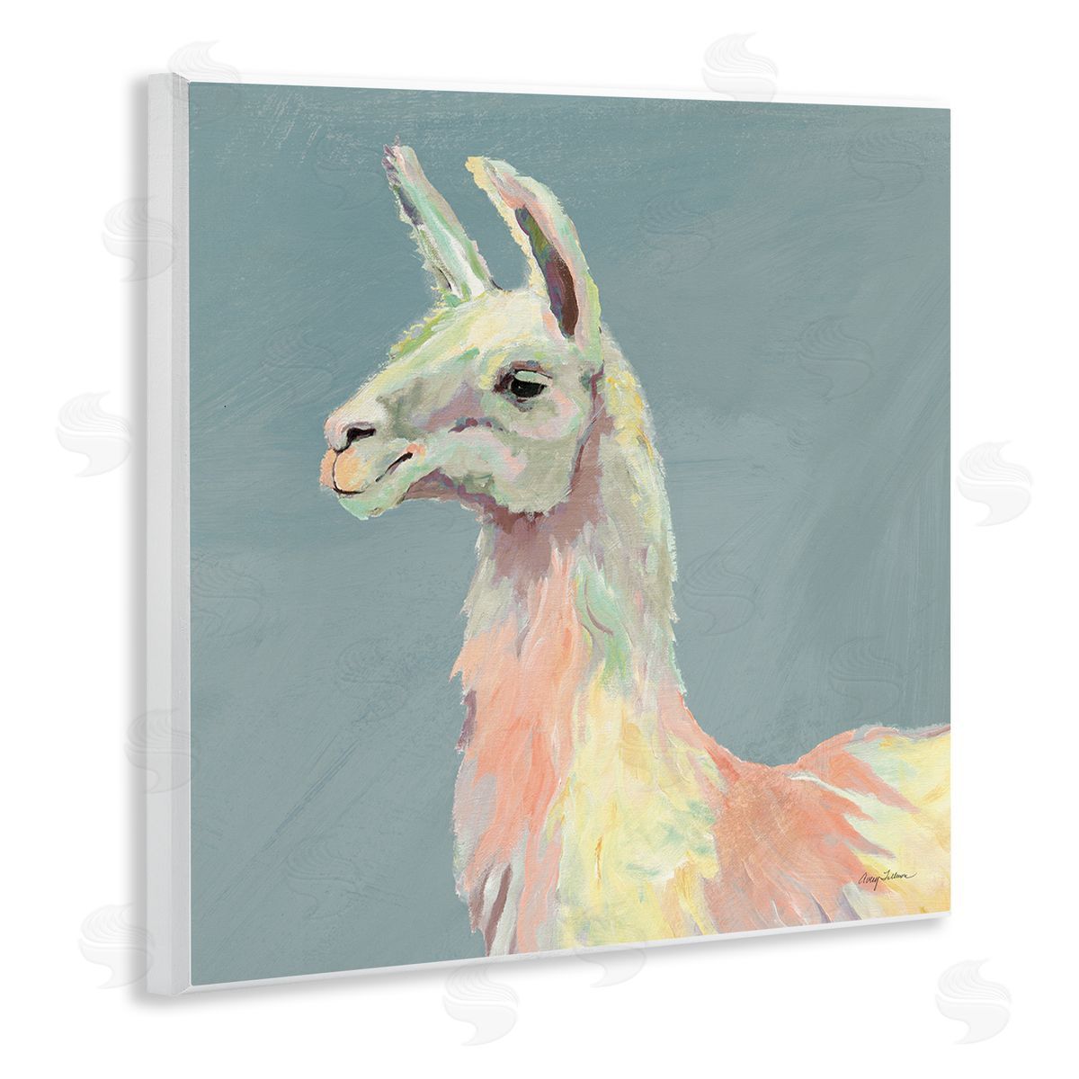 Avery Tillmon Pop Style Llama Portrait Wooden Wall Plaque Art Print