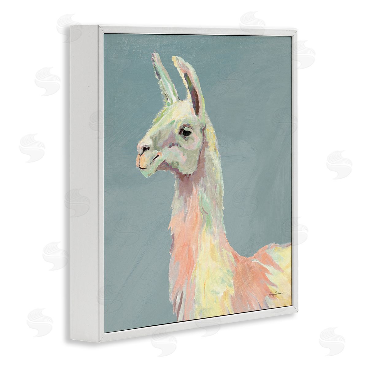 Avery Tillmon Pop Style Llama Portrait White Framed Glicee Wall Art Print