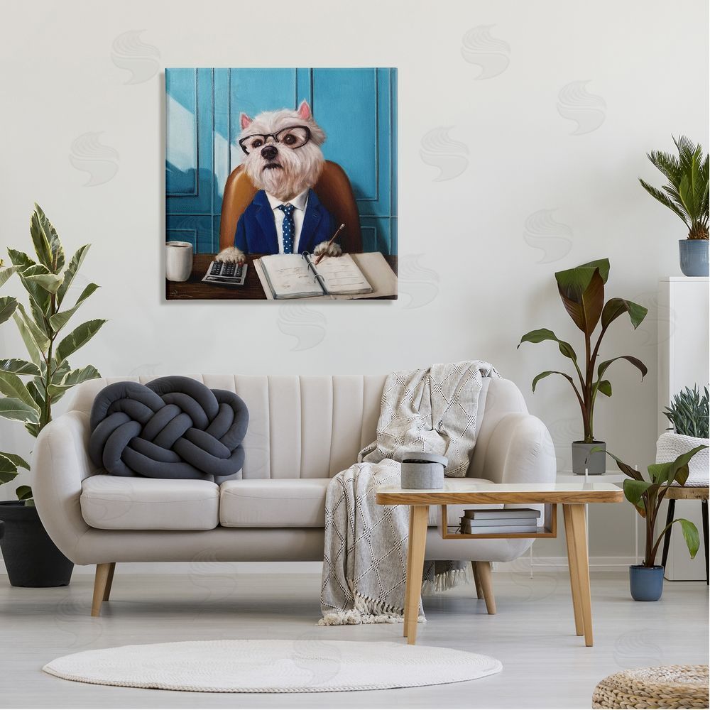 Lucia Heffernan Office Worker Terrier Dog Canvas Wall Art in Room