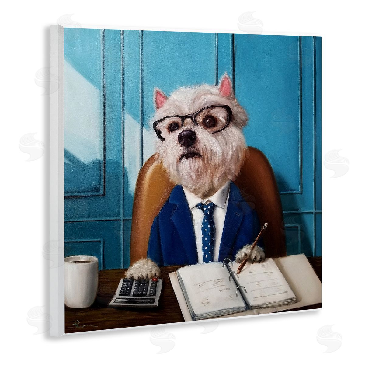Lucia Heffernan Office Worker Terrier Dog Wooden Wall Plaque Art Print