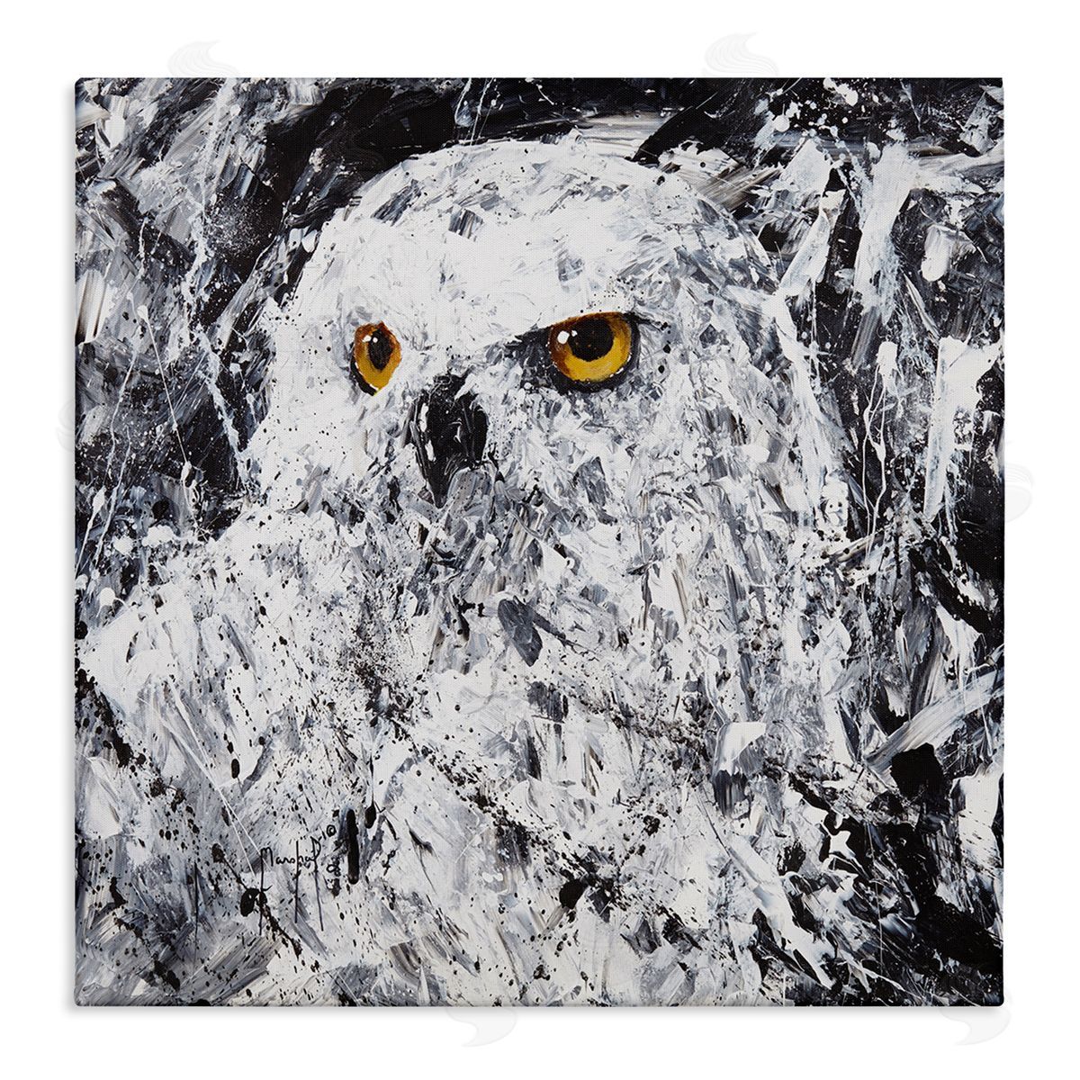 Joseph Marshal Foster Modern Snowy Owl Portrait Stretched Canvas Wall Art Print