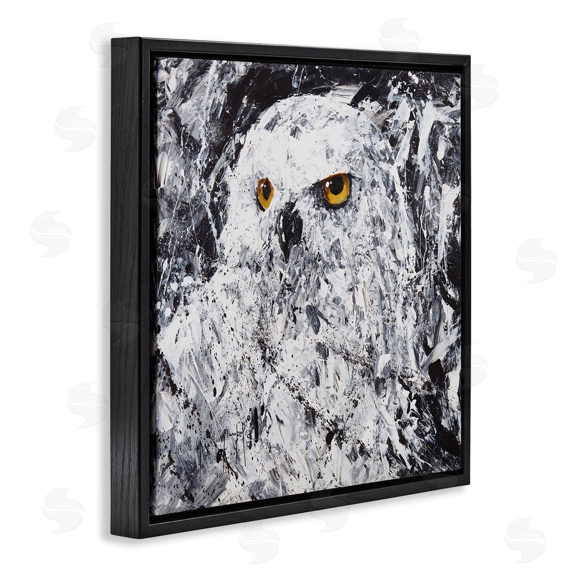 Joseph Marshal Foster Modern Snowy Owl Portrait Black Floating Frame Canvas Wall Art Print