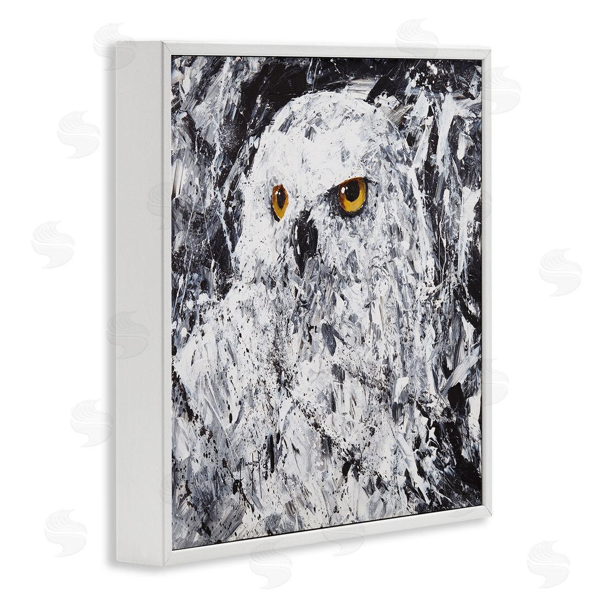 Joseph Marshal Foster Modern Snowy Owl Portrait White Framed Glicee Wall Art Print