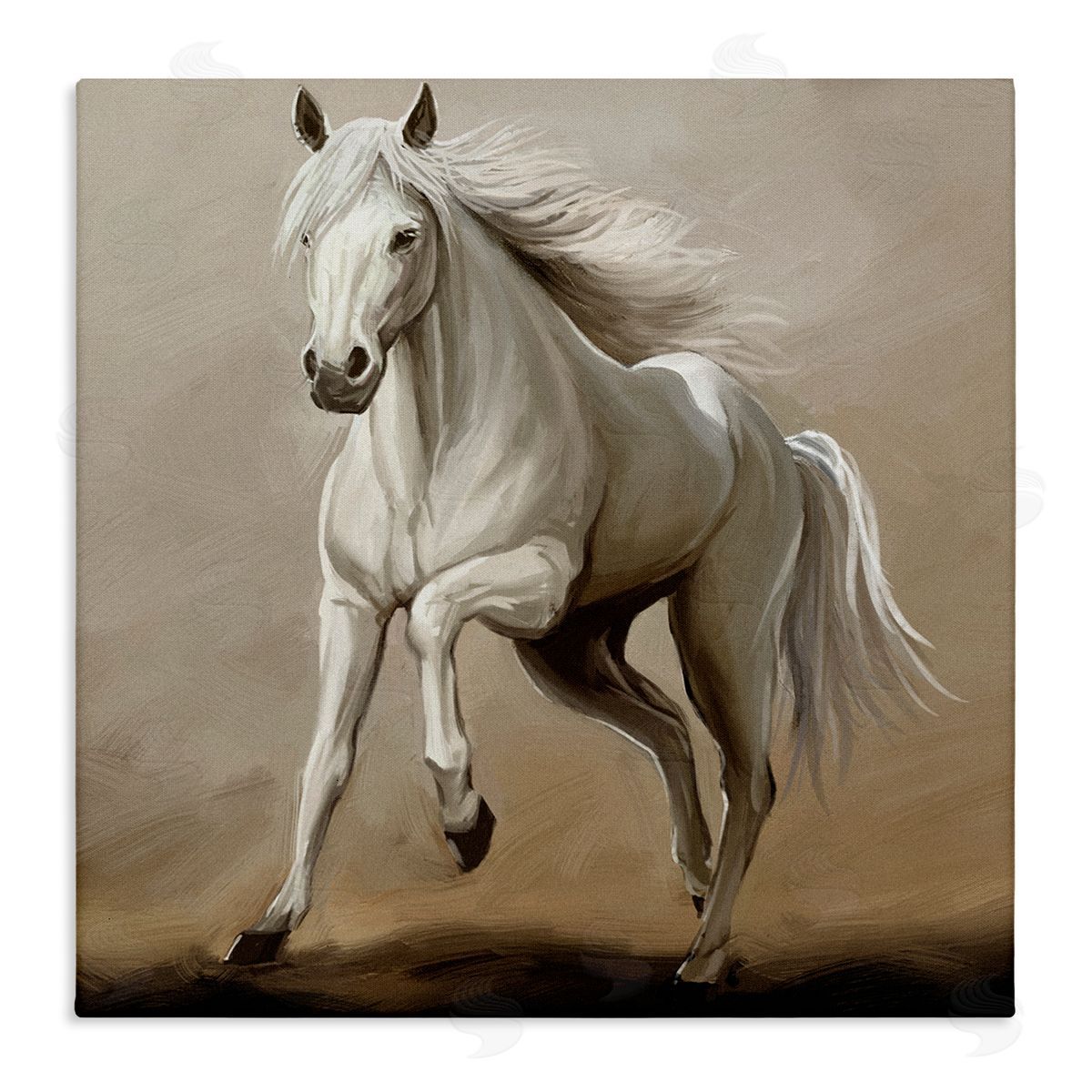 Ziwei Li Galloping Horse White Stallion Stretched Canvas Wall Art Print