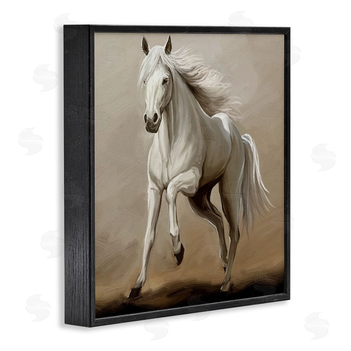 Ziwei Li Galloping Horse White Stallion Black Framed Glicee Wall Art Print