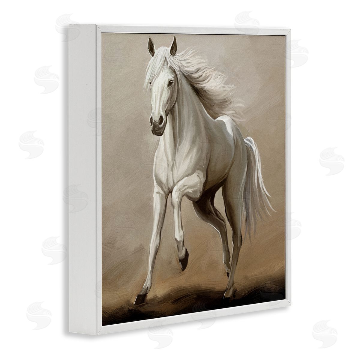 Ziwei Li Galloping Horse White Stallion White Framed Glicee Wall Art Print