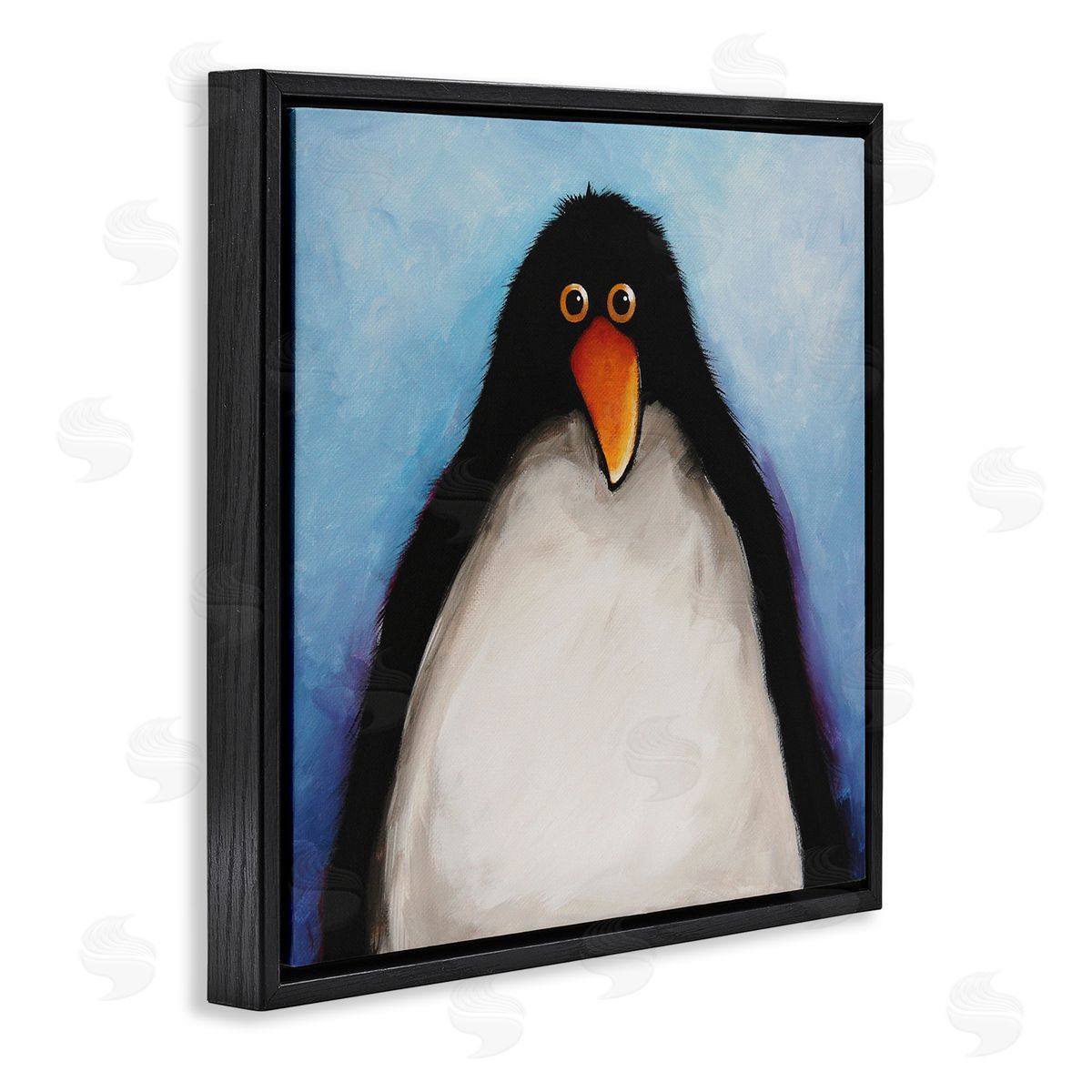 Lucia Stewart Gazing Penguin Portrait Black Floating Frame Canvas Wall Art Print