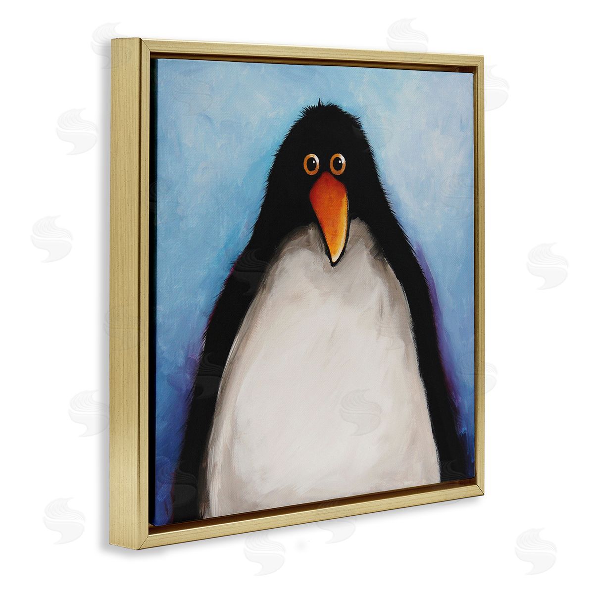 Lucia Stewart Gazing Penguin Portrait Gold Floating Frame Canvas Wall Art Print