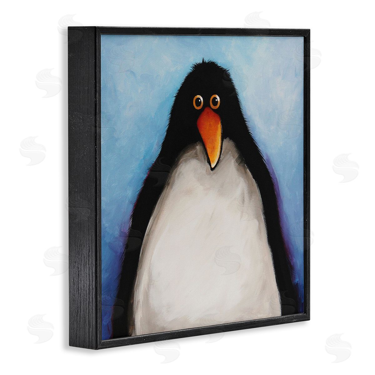 Lucia Stewart Gazing Penguin Portrait Black Framed Glicee Wall Art Print