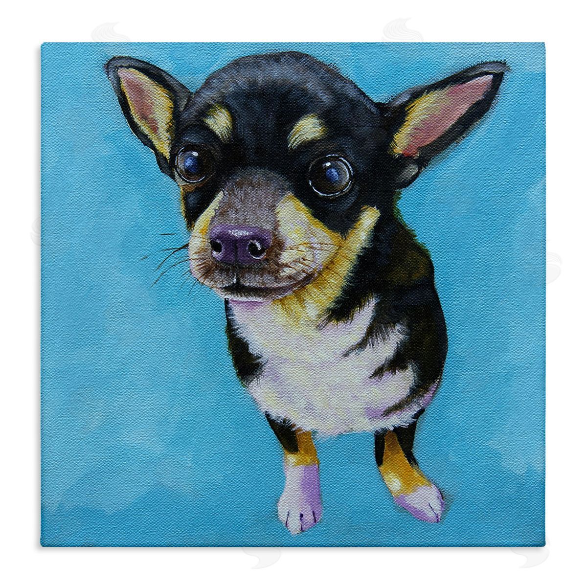 Lucia Stewart Blue Vivid Chihuahua Dog Stretched Canvas Wall Art Print