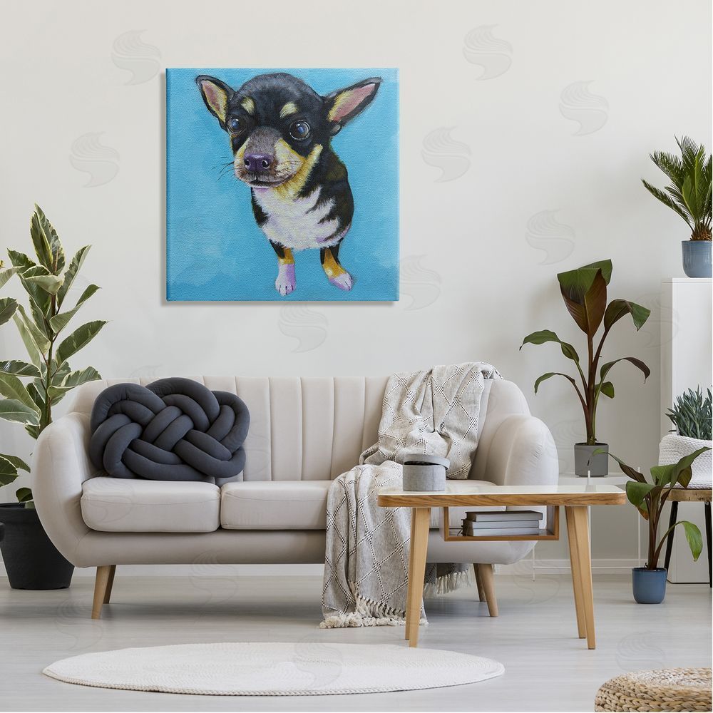 Lucia Stewart Blue Vivid Chihuahua Dog Canvas Wall Art in Room