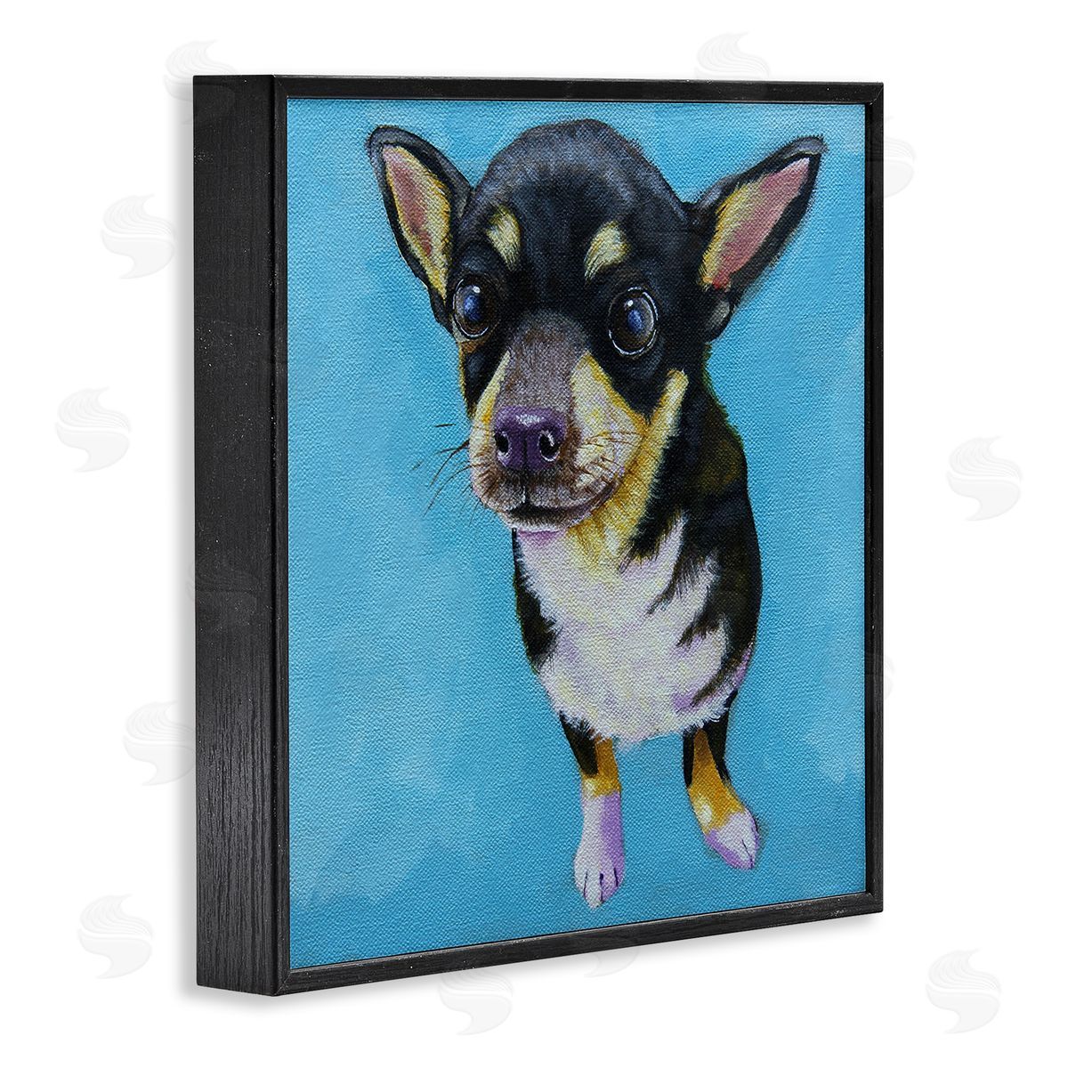 Lucia Stewart Blue Vivid Chihuahua Dog Black Framed Glicee Wall Art Print