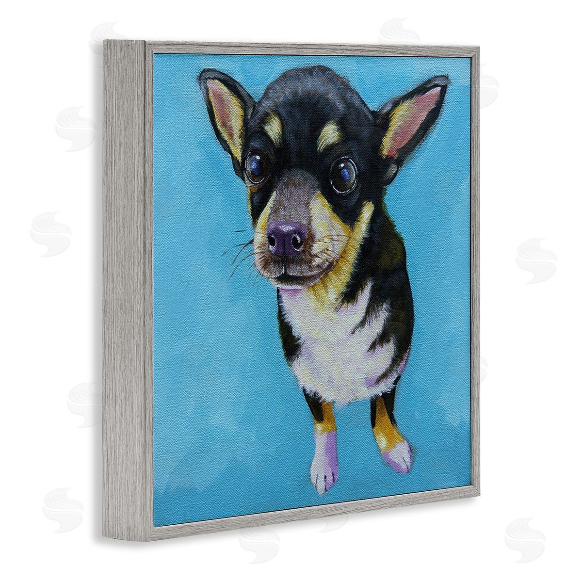 Lucia Stewart Blue Vivid Chihuahua Dog Gray Framed Glicee Wall Art Print