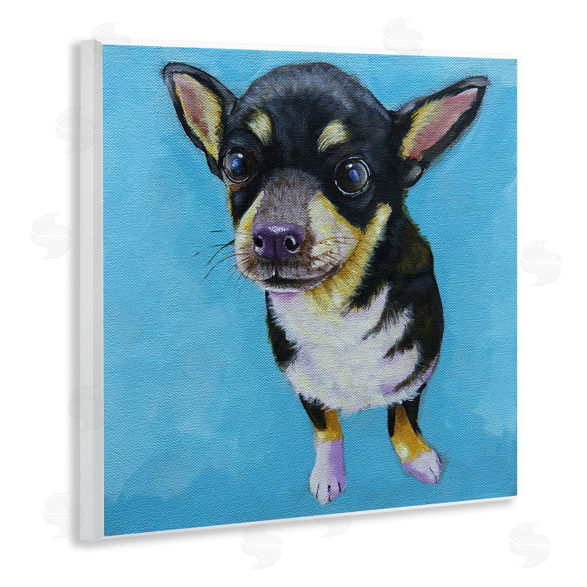Lucia Stewart Blue Vivid Chihuahua Dog Wooden Wall Plaque Art Print