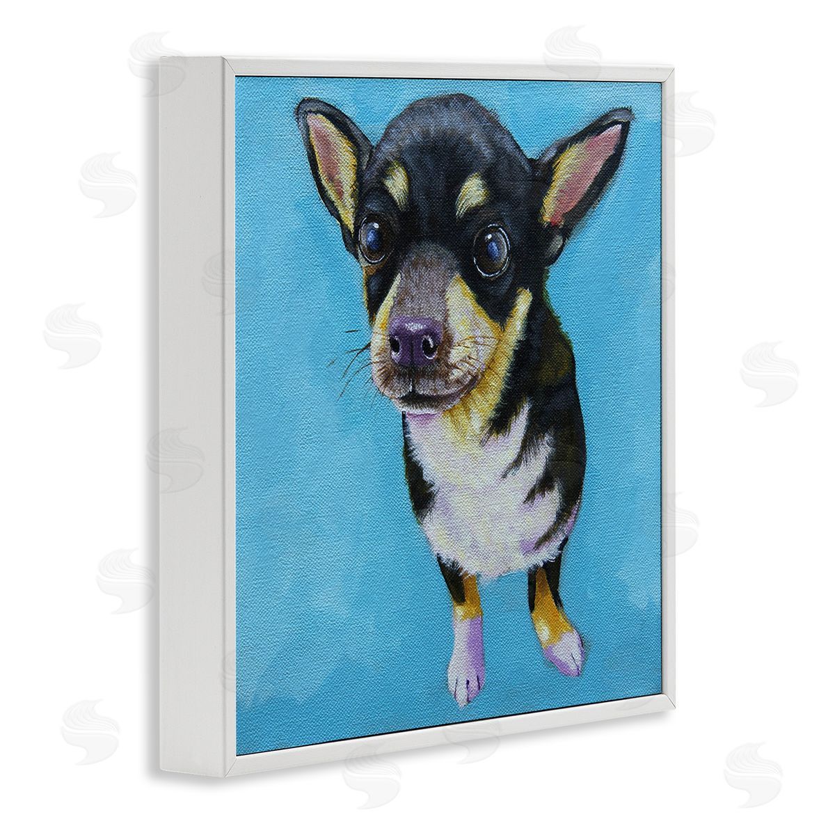 Lucia Stewart Blue Vivid Chihuahua Dog White Framed Glicee Wall Art Print