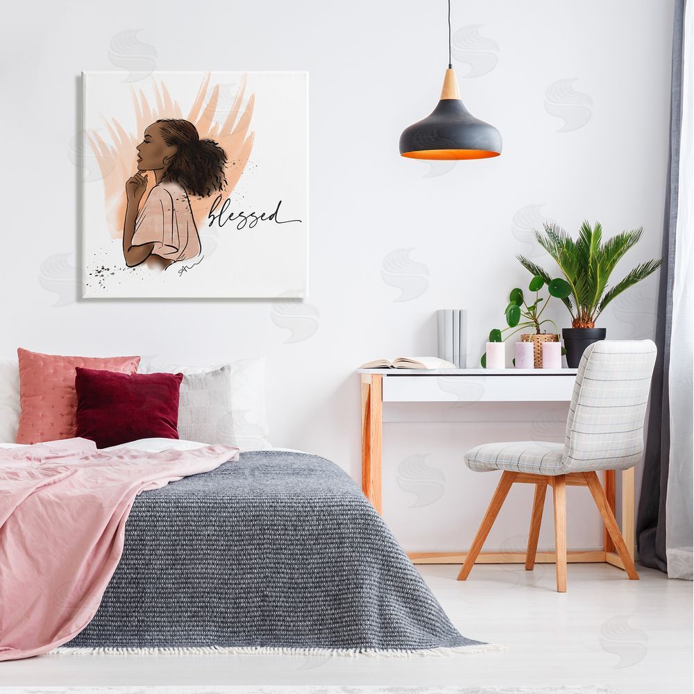 Alison Petrie Blessed Woman Portrait Canvas Wall Art in Room