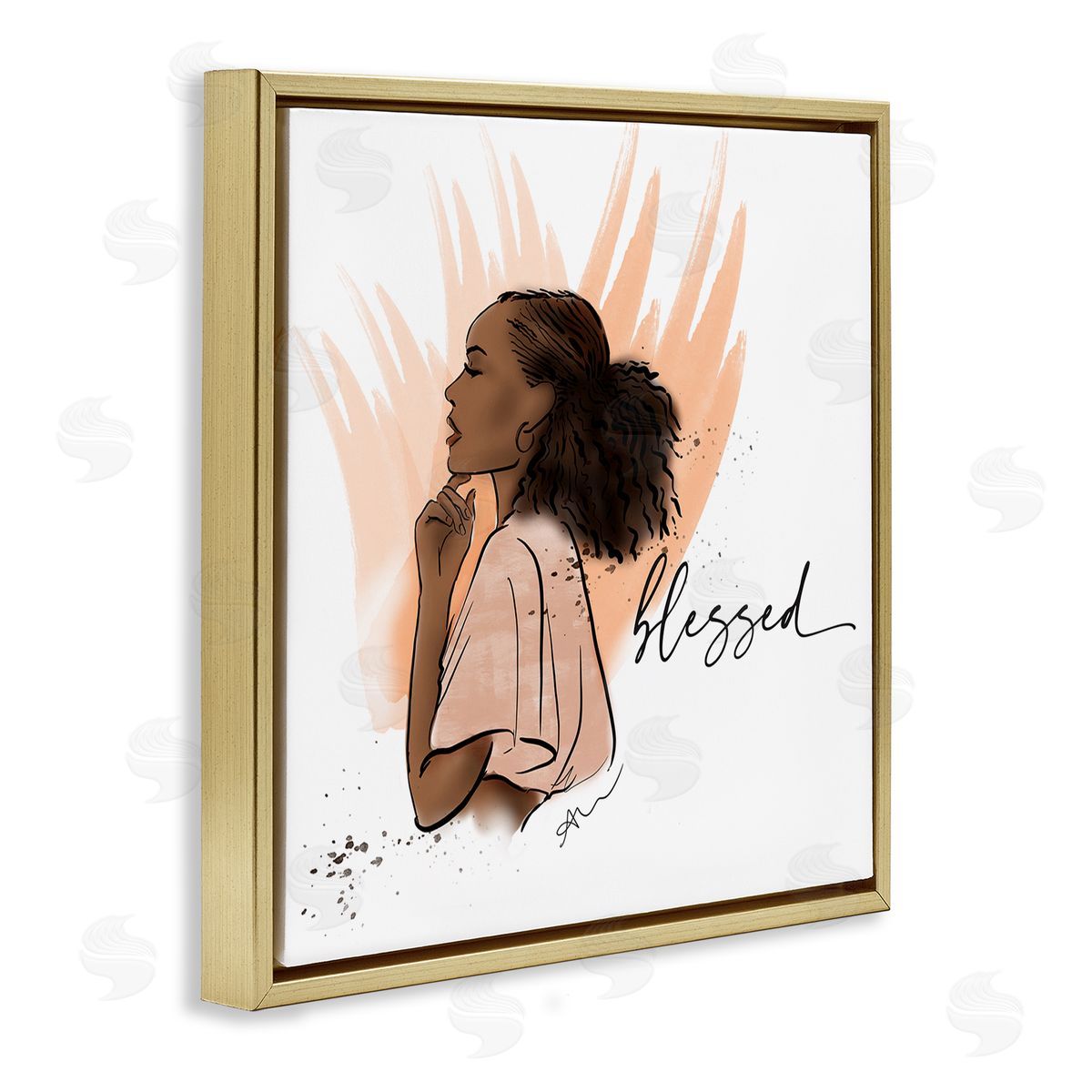 Alison Petrie Blessed Woman Portrait Gold Floating Frame Canvas Wall Art Print