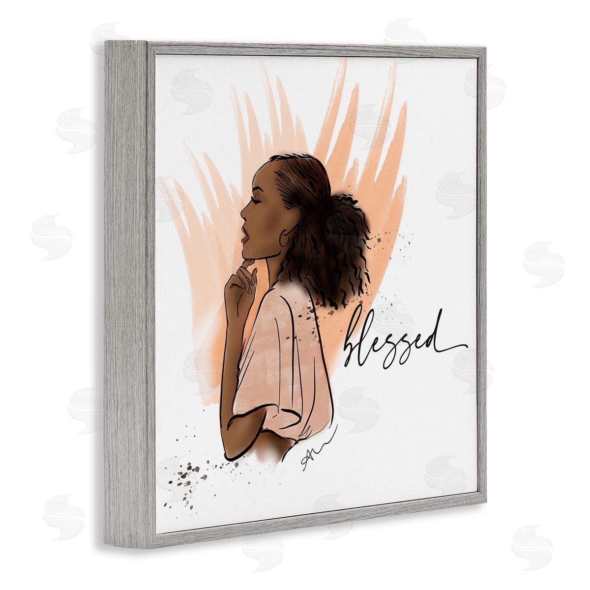 Alison Petrie Blessed Woman Portrait Gray Framed Glicee Wall Art Print