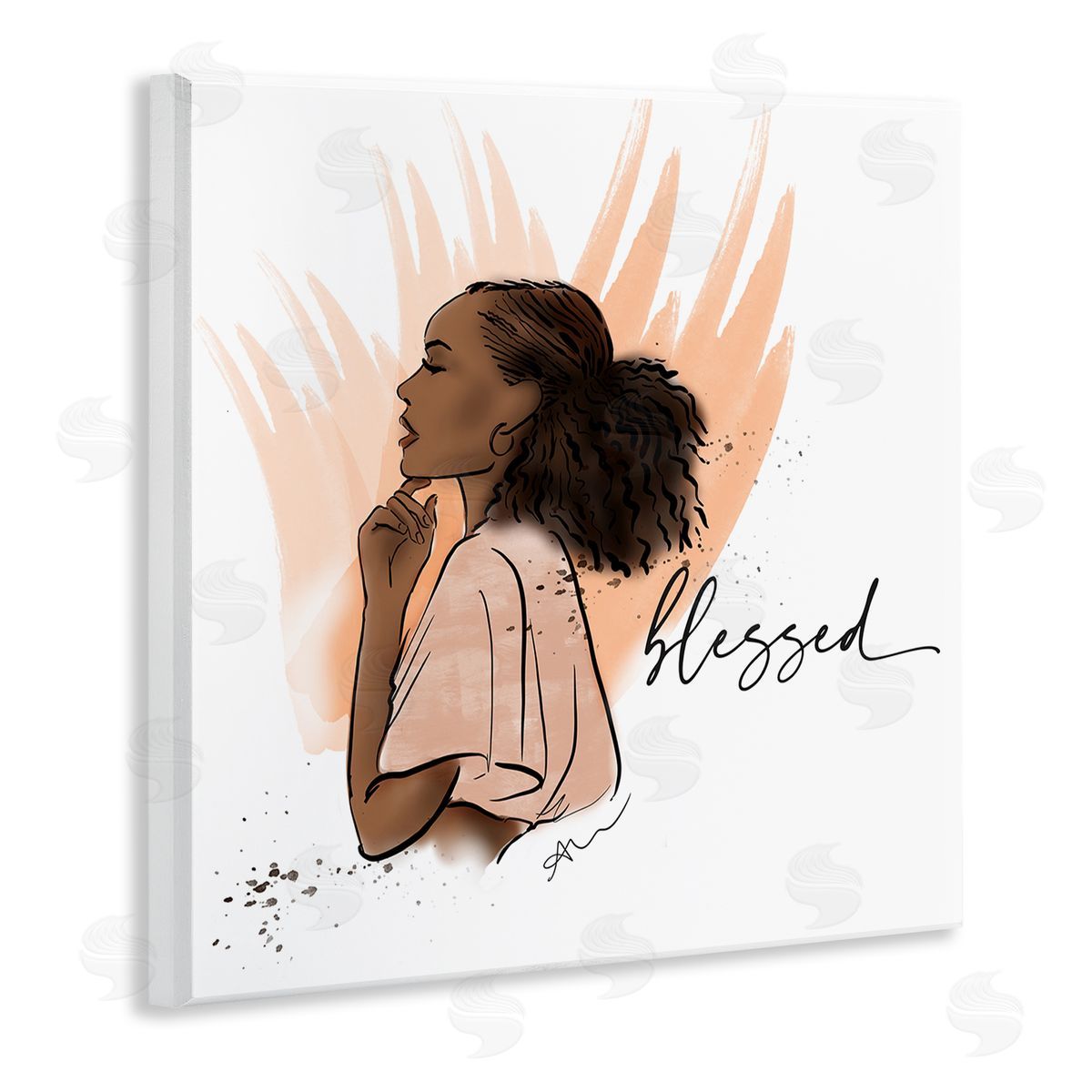 Alison Petrie Blessed Woman Portrait Wooden Wall Plaque Art Print