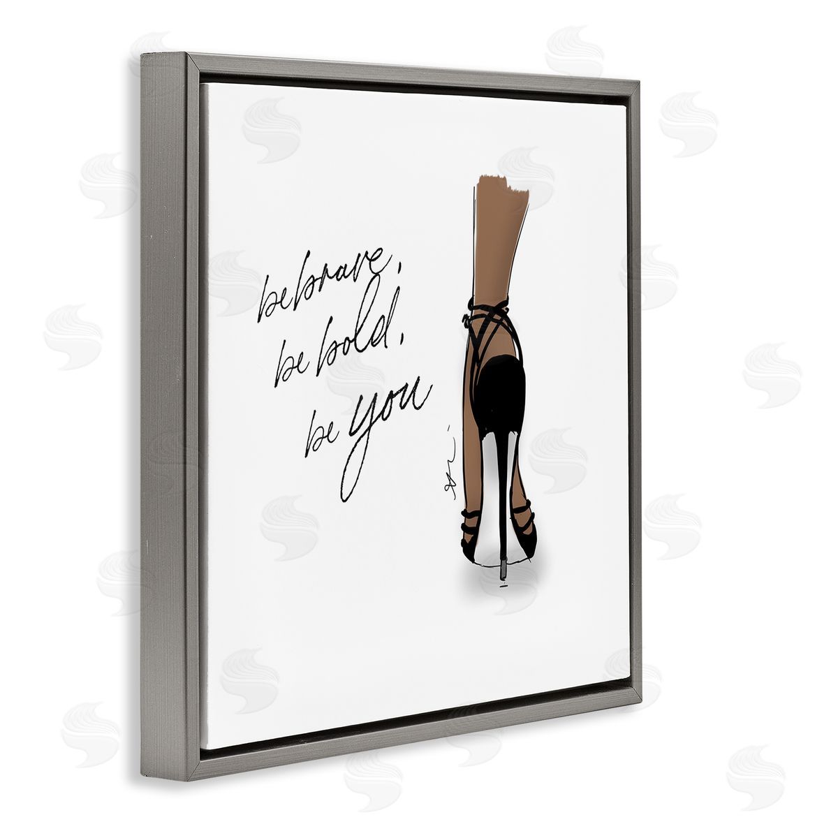 Alison Petrie Be Brave Bold You Fashion Gray Floating Frame Canvas Wall Art Print