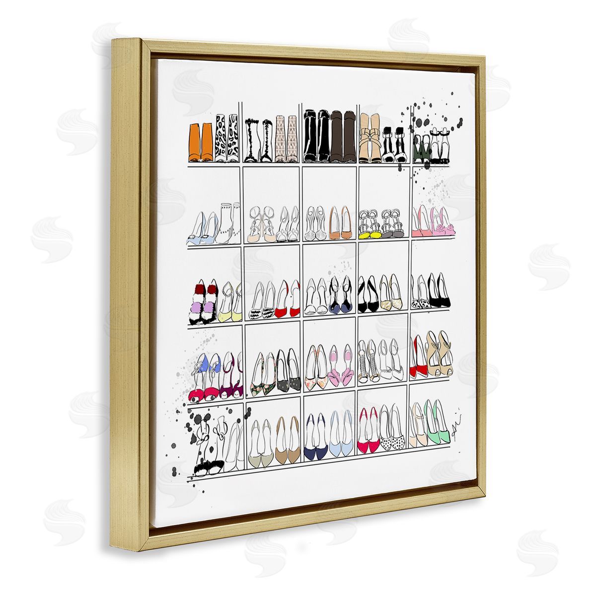 Alison Petrie Fashion Heels Glam Shopping Gold Floating Frame Canvas Wall Art Print