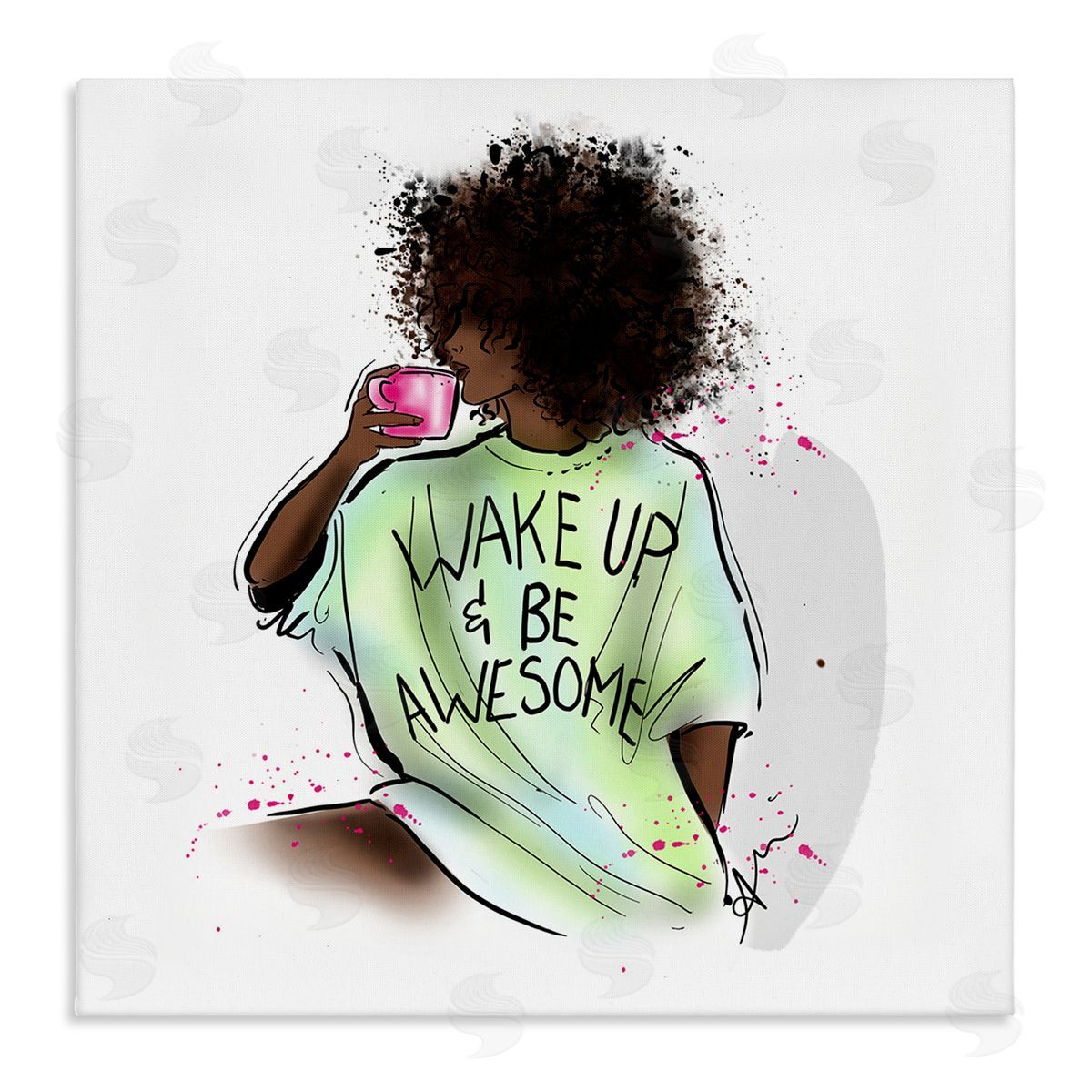 Alison Petrie Wake Up Be Awesome Phrase Stretched Canvas Wall Art Print