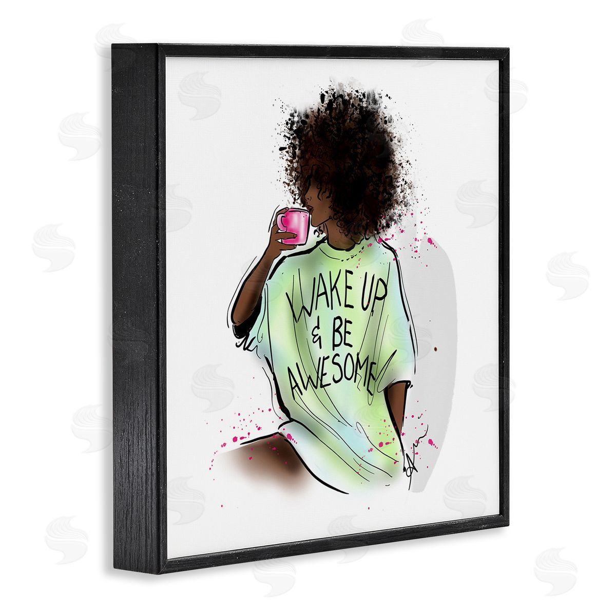 Alison Petrie Wake Up Be Awesome Phrase Black Framed Glicee Wall Art Print