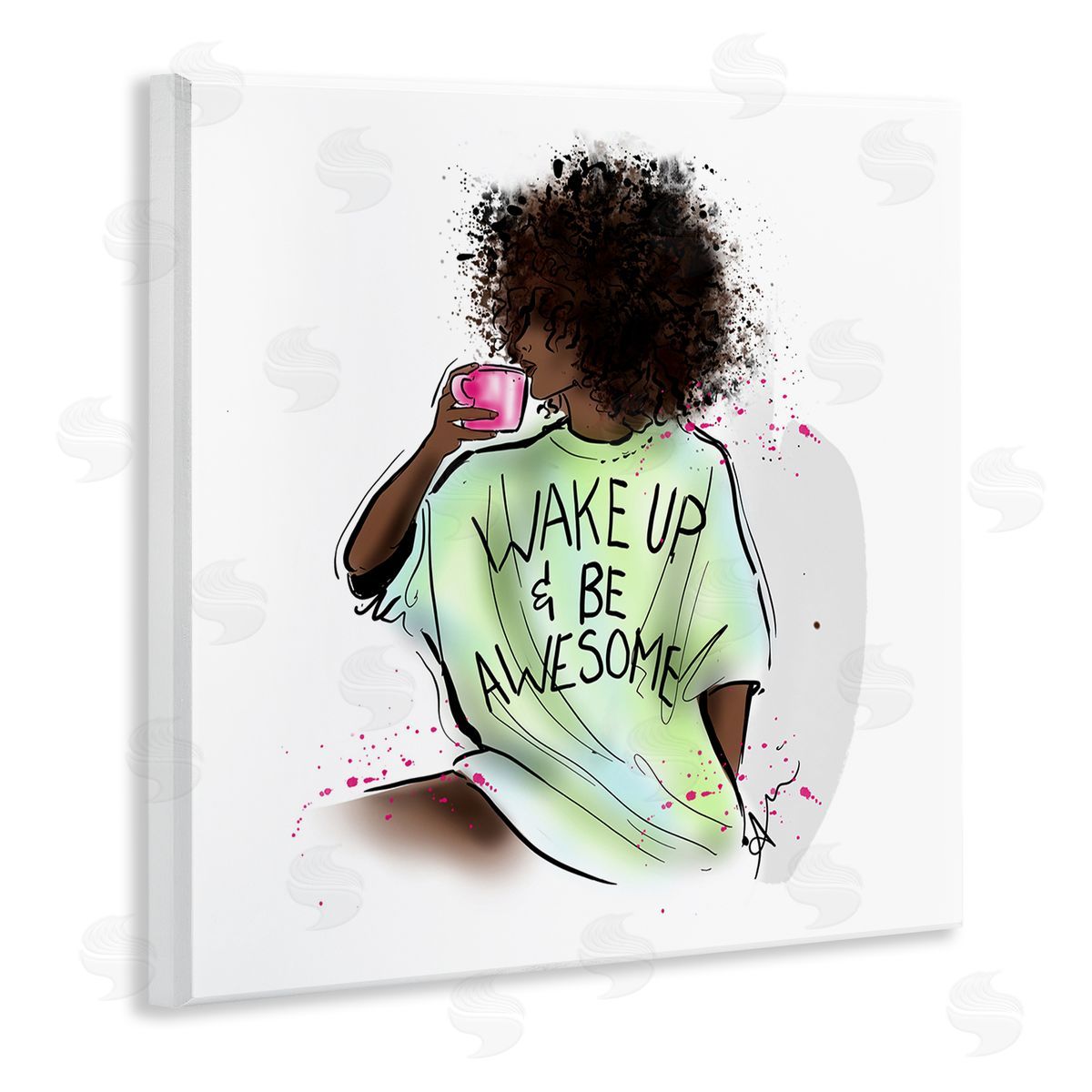 Alison Petrie Wake Up Be Awesome Phrase Wooden Wall Plaque Art Print