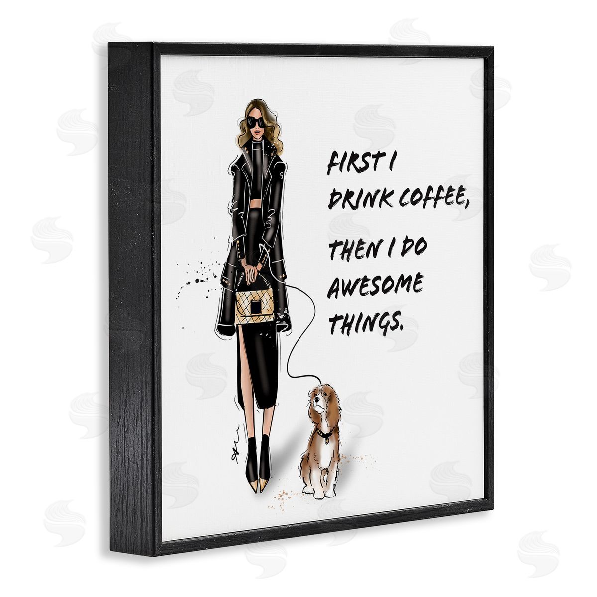 Alison Petrie Coffee & Awesome Things Phrase Black Framed Glicee Wall Art Print