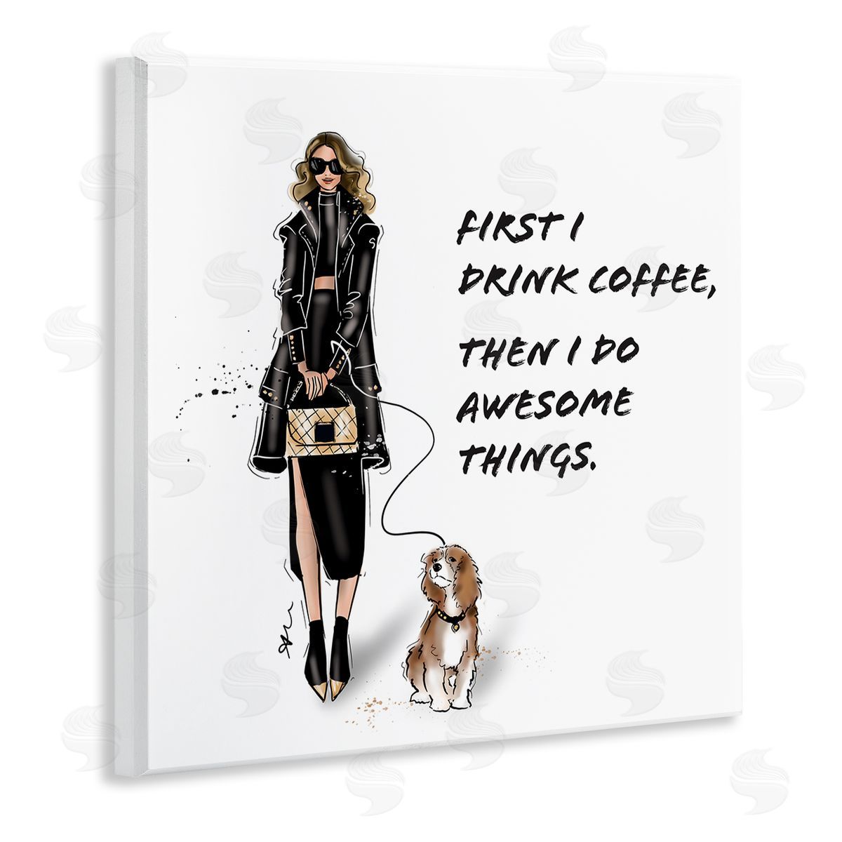 Alison Petrie Coffee & Awesome Things Phrase Wooden Wall Plaque Art Print