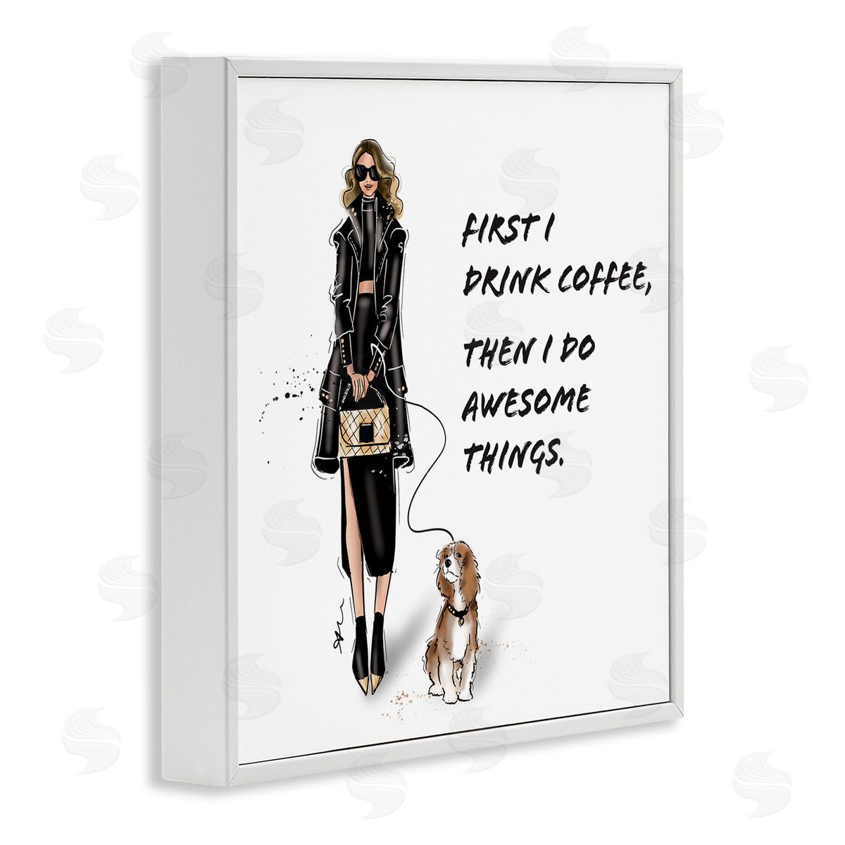 Alison Petrie Coffee & Awesome Things Phrase White Framed Glicee Wall Art Print
