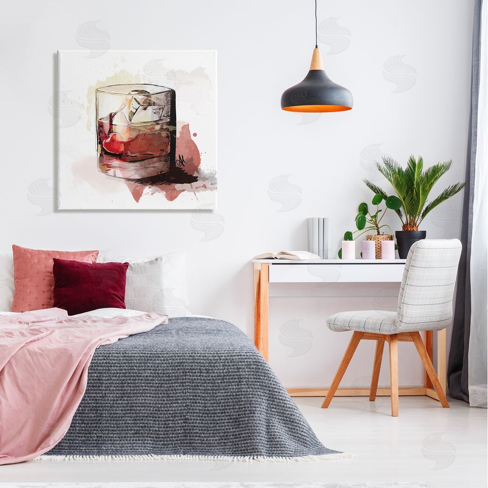 Alison Petrie Cherry Liquor Cocktail Glass Canvas Wall Art in Room
