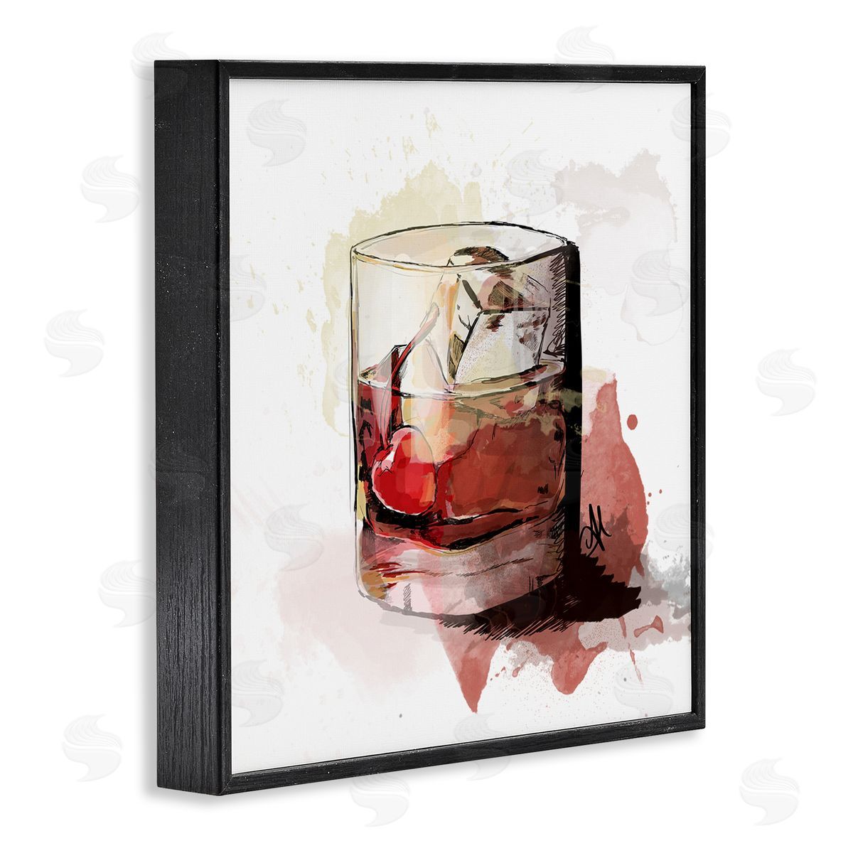 Alison Petrie Cherry Liquor Cocktail Glass Black Framed Glicee Wall Art Print