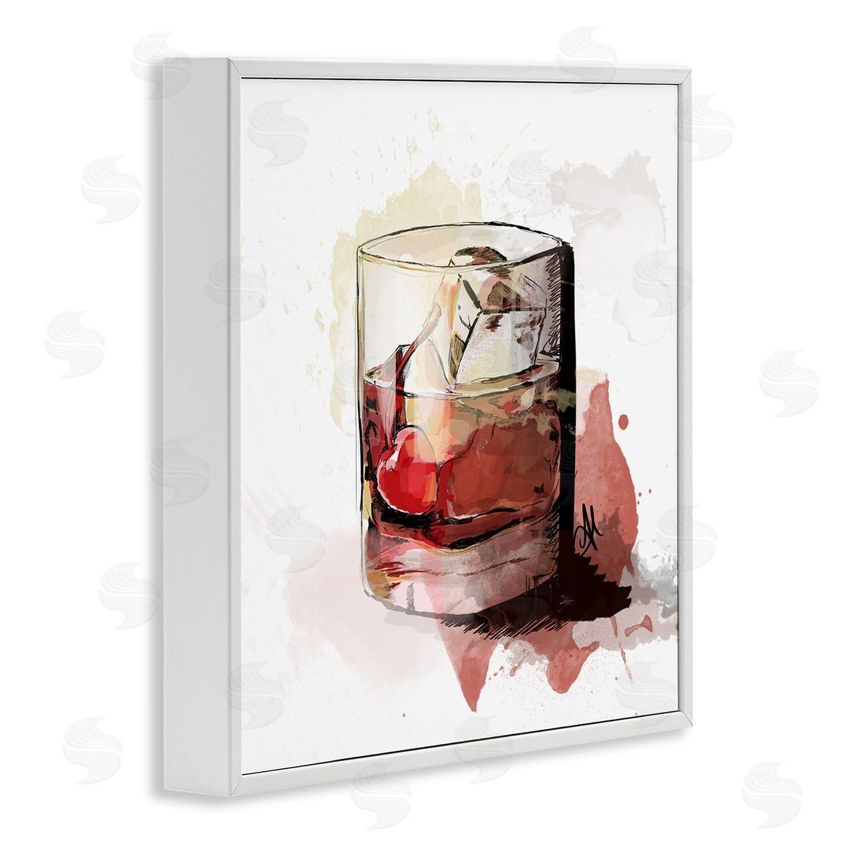 Alison Petrie Cherry Liquor Cocktail Glass White Framed Glicee Wall Art Print