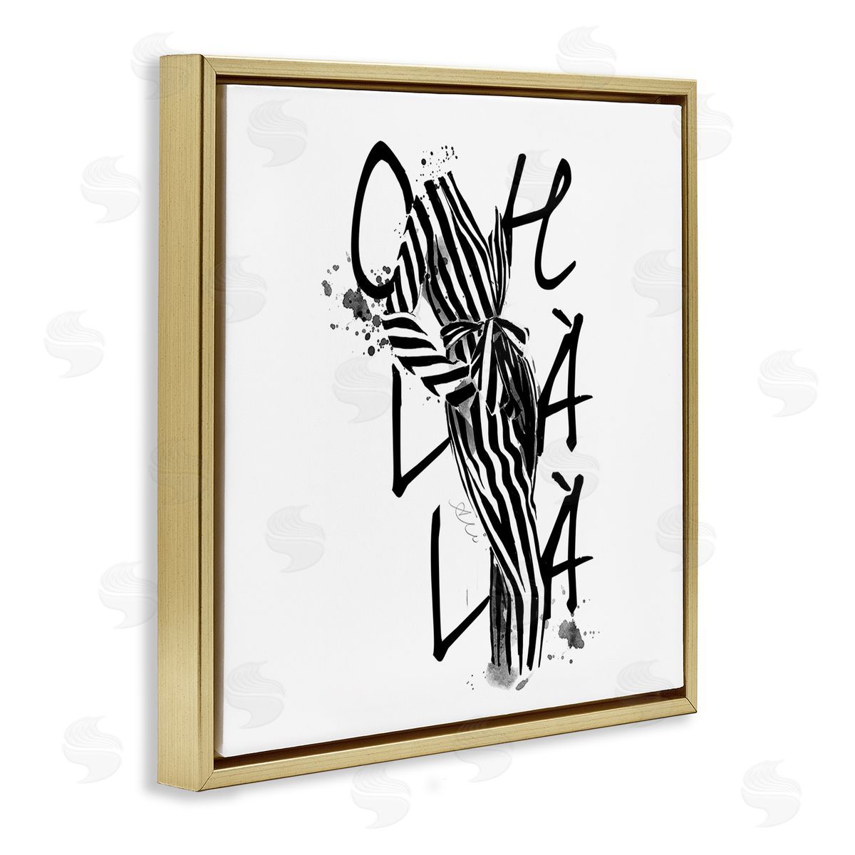 Alison Petrie Modern Glam Ooh La La Gold Floating Frame Canvas Wall Art Print