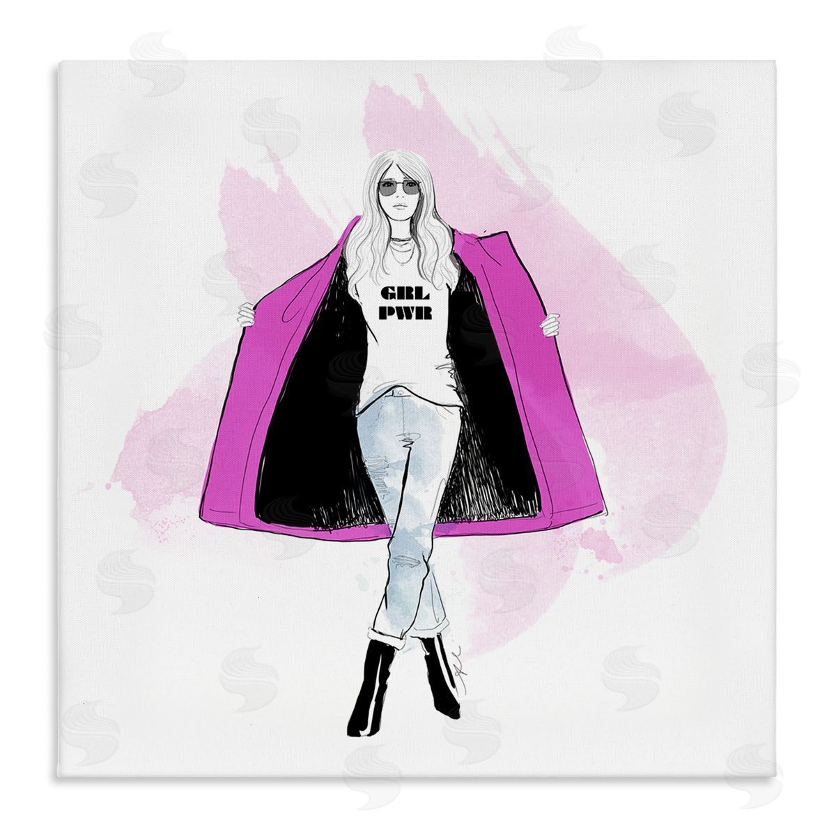 Alison Petrie Girl Power Fashion Portrait  Stretched Canvas Wall Art Print