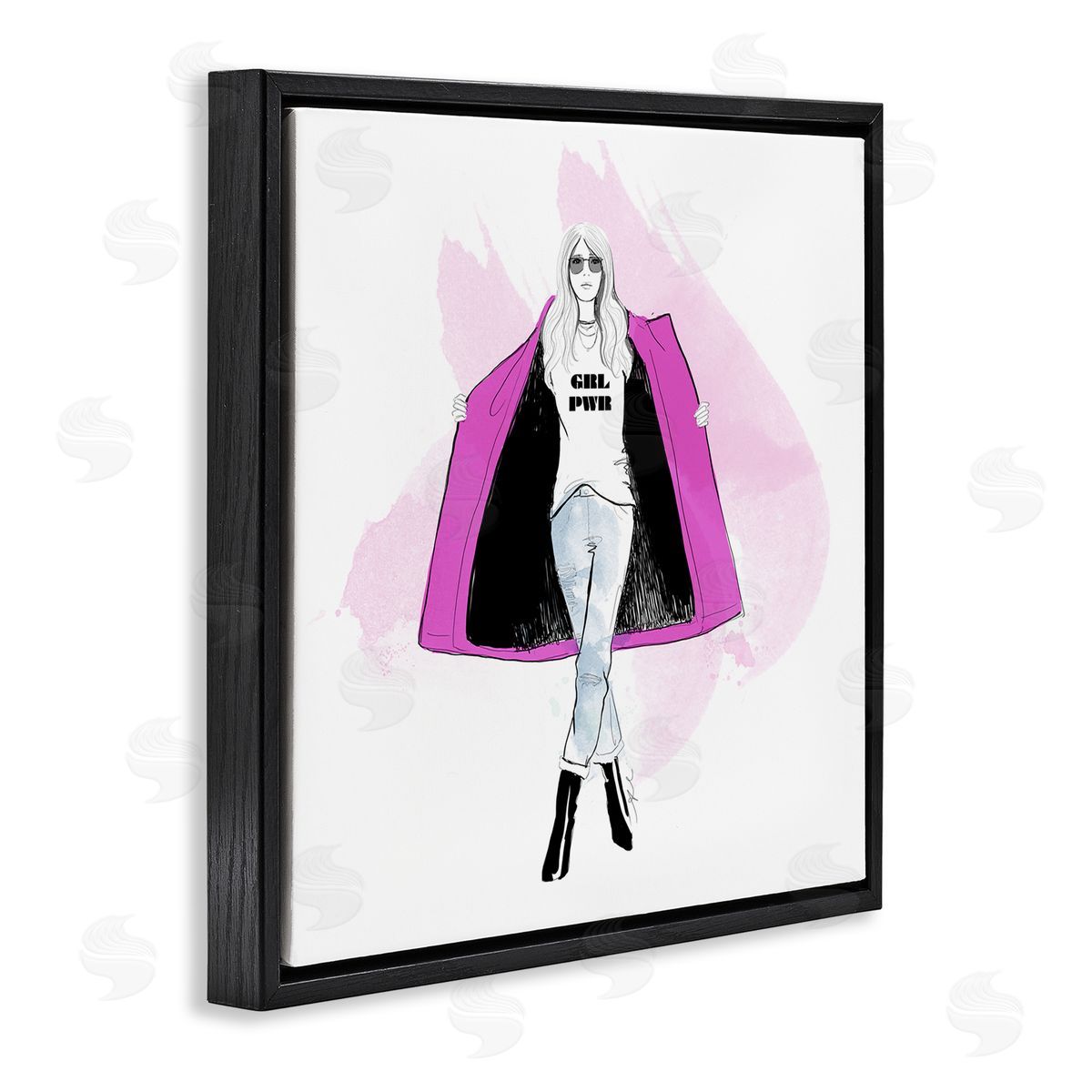 Alison Petrie Girl Power Fashion Portrait Black Floating Frame Canvas Wall Art Print