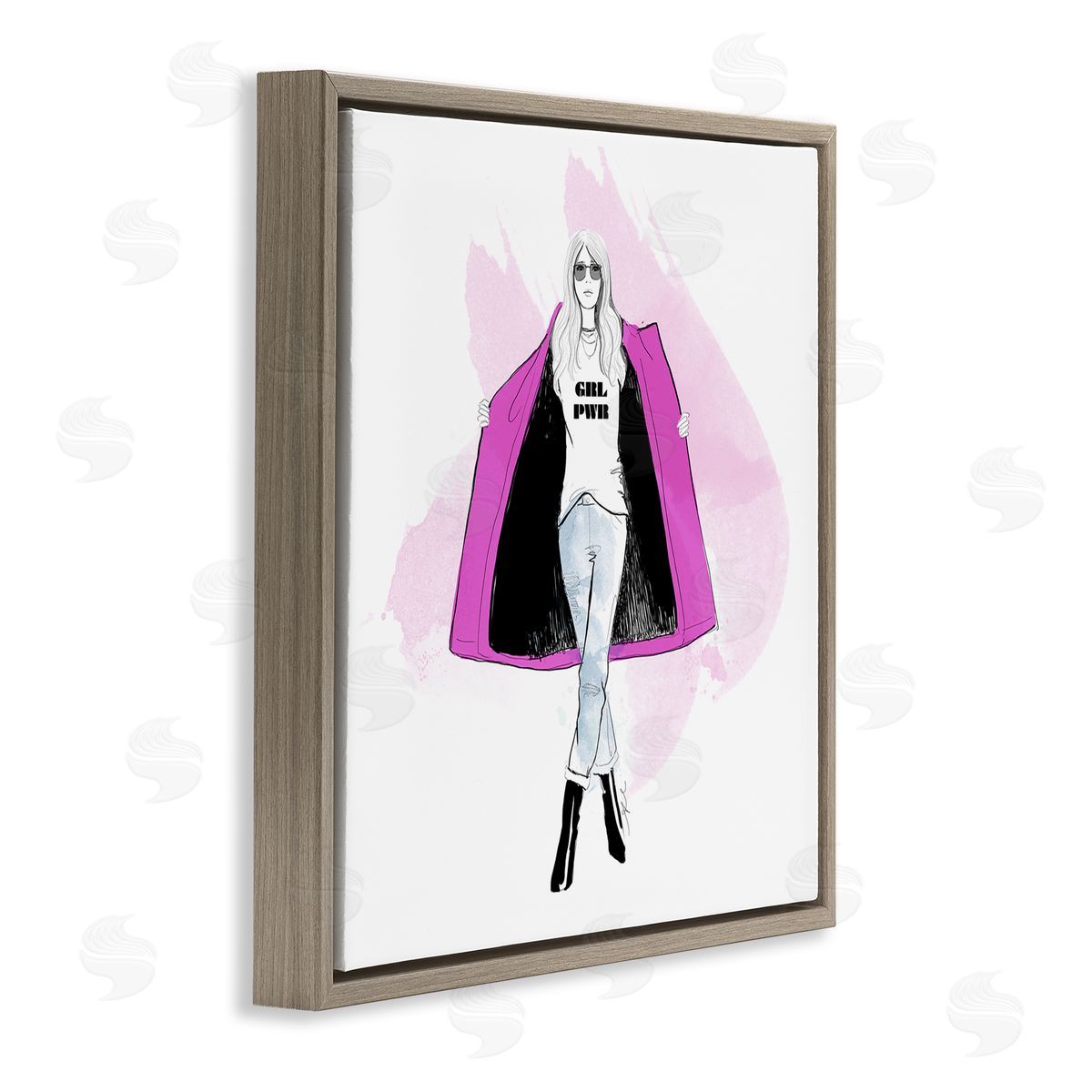Alison Petrie Girl Power Fashion Portrait Brown Floating Frame Canvas Wall Art Print