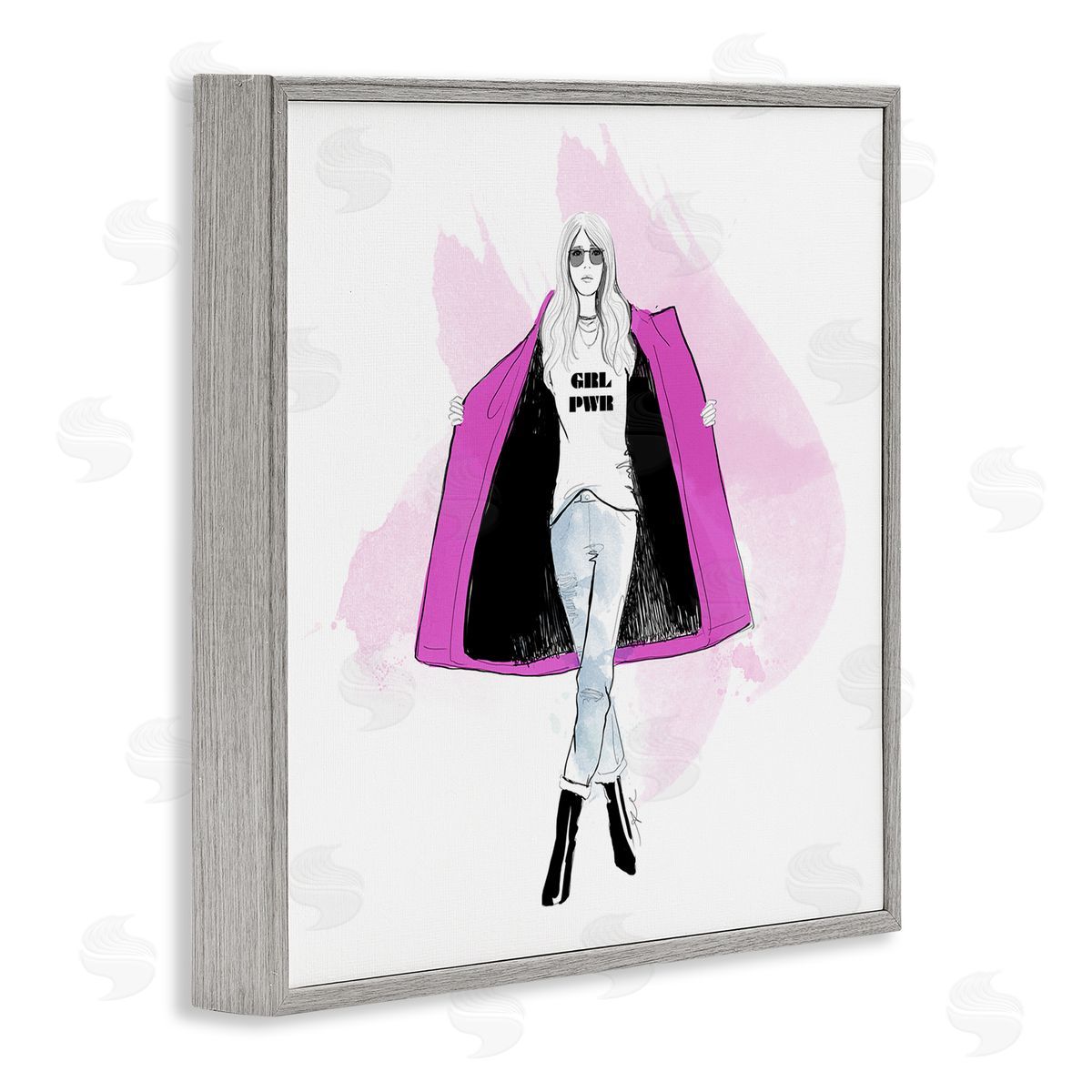 Alison Petrie Girl Power Fashion Portrait Gray Framed Glicee Wall Art Print