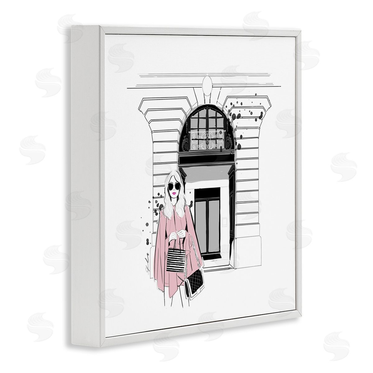 Alison Petrie Fashion Girl Town Storefront White Framed Glicee Wall Art Print