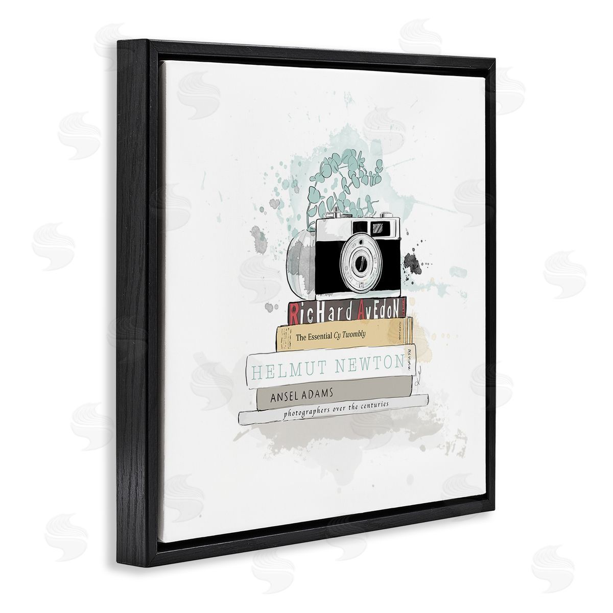 Alison Petrie Photographer Books Stacked Camera Black Floating Frame Canvas Wall Art Print