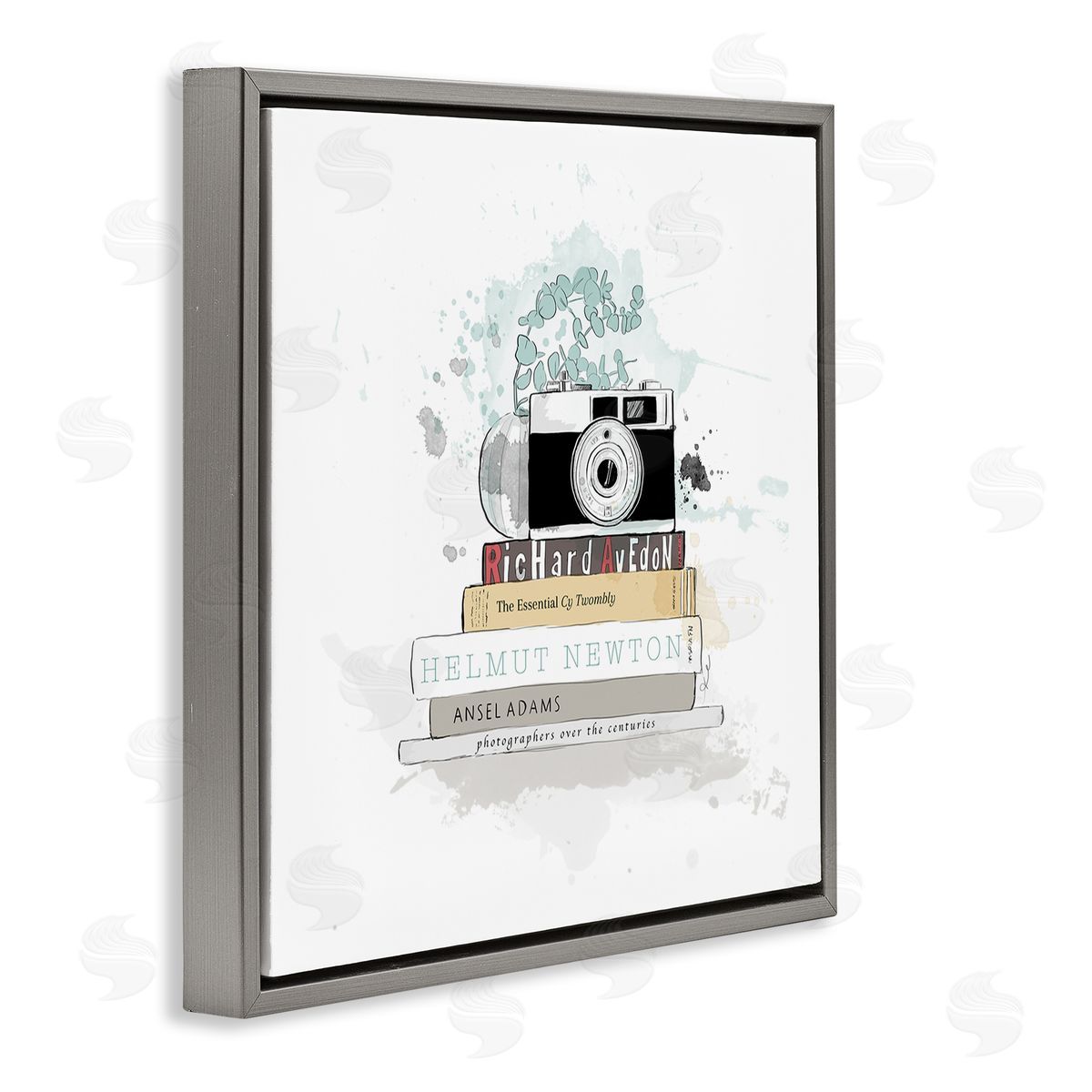 Alison Petrie Photographer Books Stacked Camera Gray Floating Frame Canvas Wall Art Print